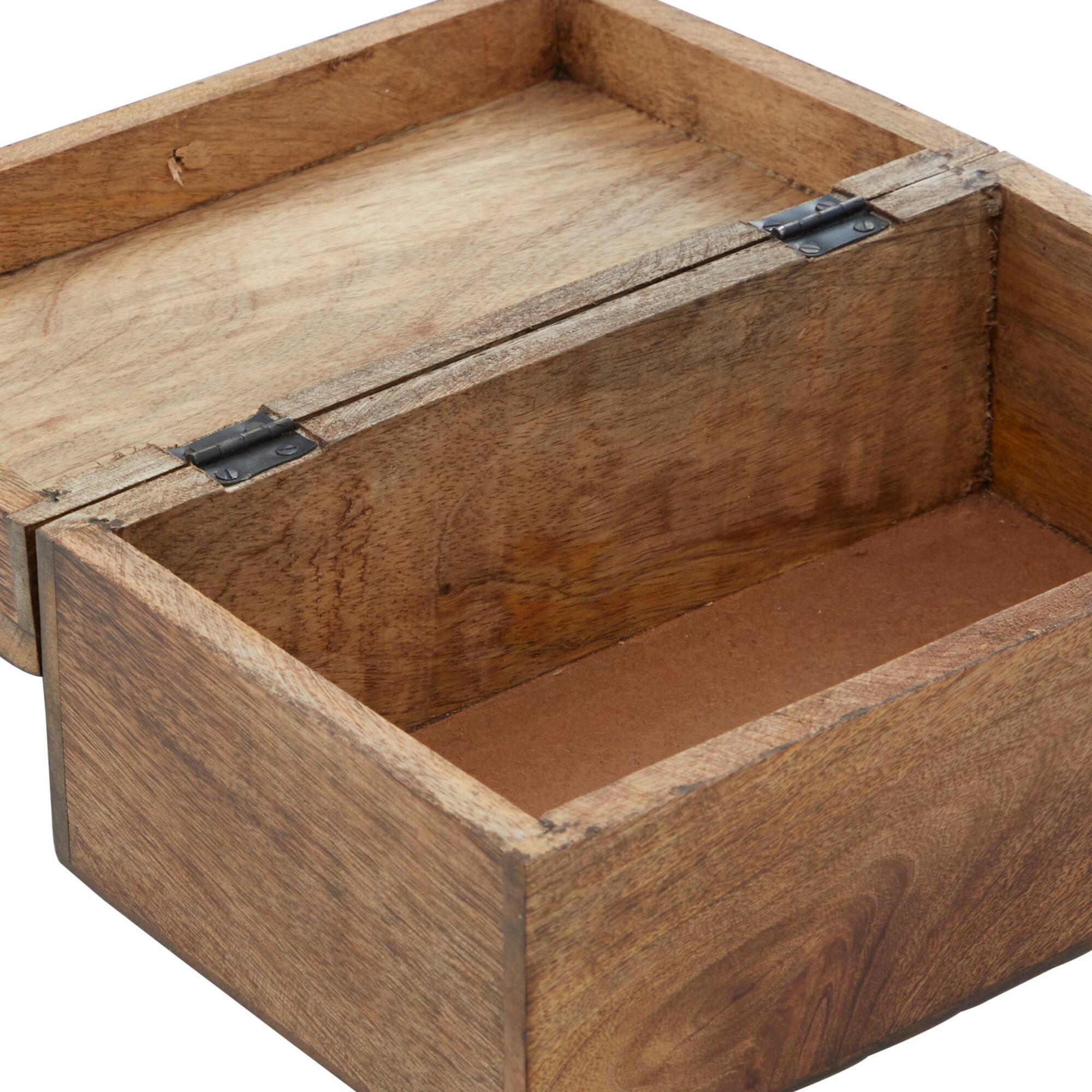 Natural Rectangular Brown Wooden Tree Decorative Box Set